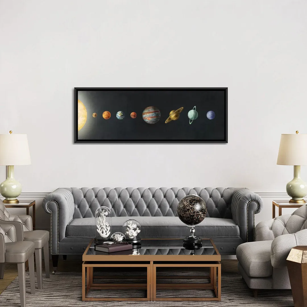 The Solar System' by Terry Fan - Wrapped Canvas Panoramic Print Harriet Bee Size: 20" H x 60" W x 1.5" D Format: Black Framed Canvas