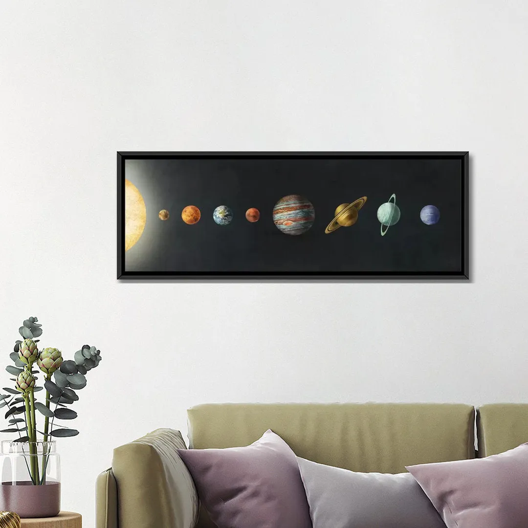 The Solar System' by Terry Fan - Wrapped Canvas Panoramic Print Harriet Bee Size: 20" H x 60" W x 1.5" D Format: Black Framed Canvas