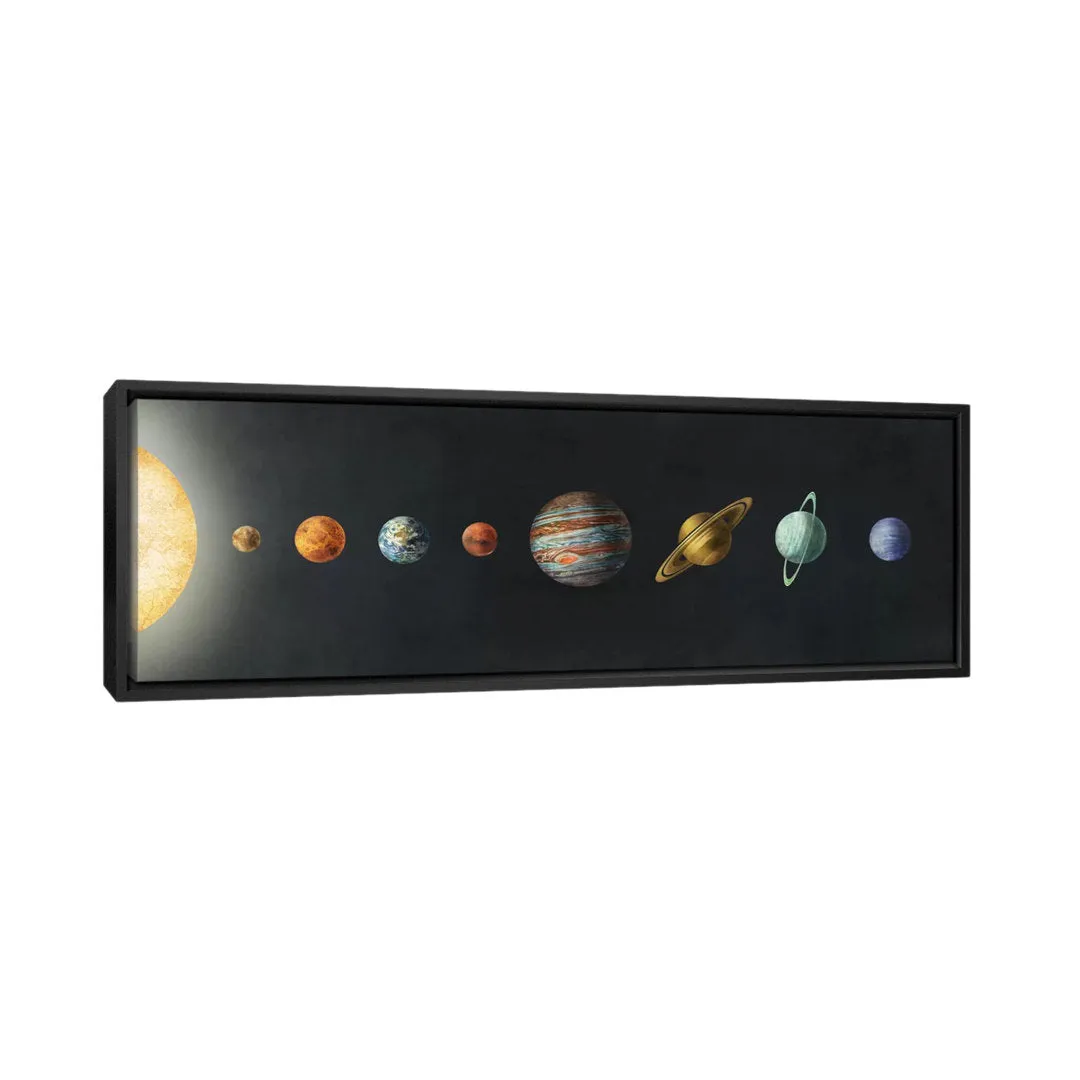 The Solar System' by Terry Fan - Wrapped Canvas Panoramic Print Harriet Bee Size: 20" H x 60" W x 1.5" D Format: Black Framed Canvas