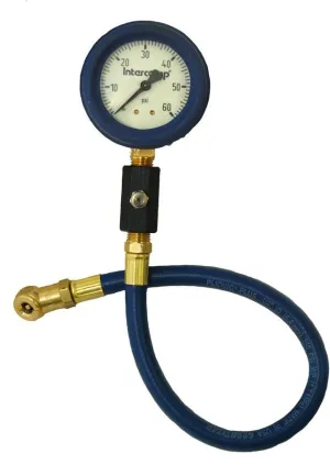 Tire Pressure Gauge - Deluxe - Glow in the Dark - 0-60 psi - Analog - 2-1/2 in Diameter - White Face - 1 lb Increments - Each