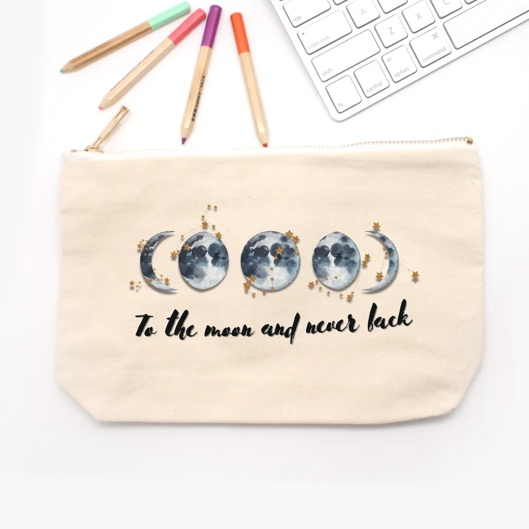 To the Moon and Never Back Canvas Pencil Case