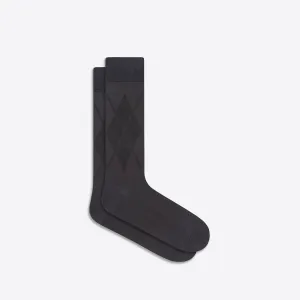 Tonal Diamond Check Mid-Calf Socks