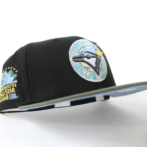 Toronto Blue Jays 1991 All Star Game New Era 59Fifty Fitted Hat (Black Olive Green Sky Blue Under Brim)