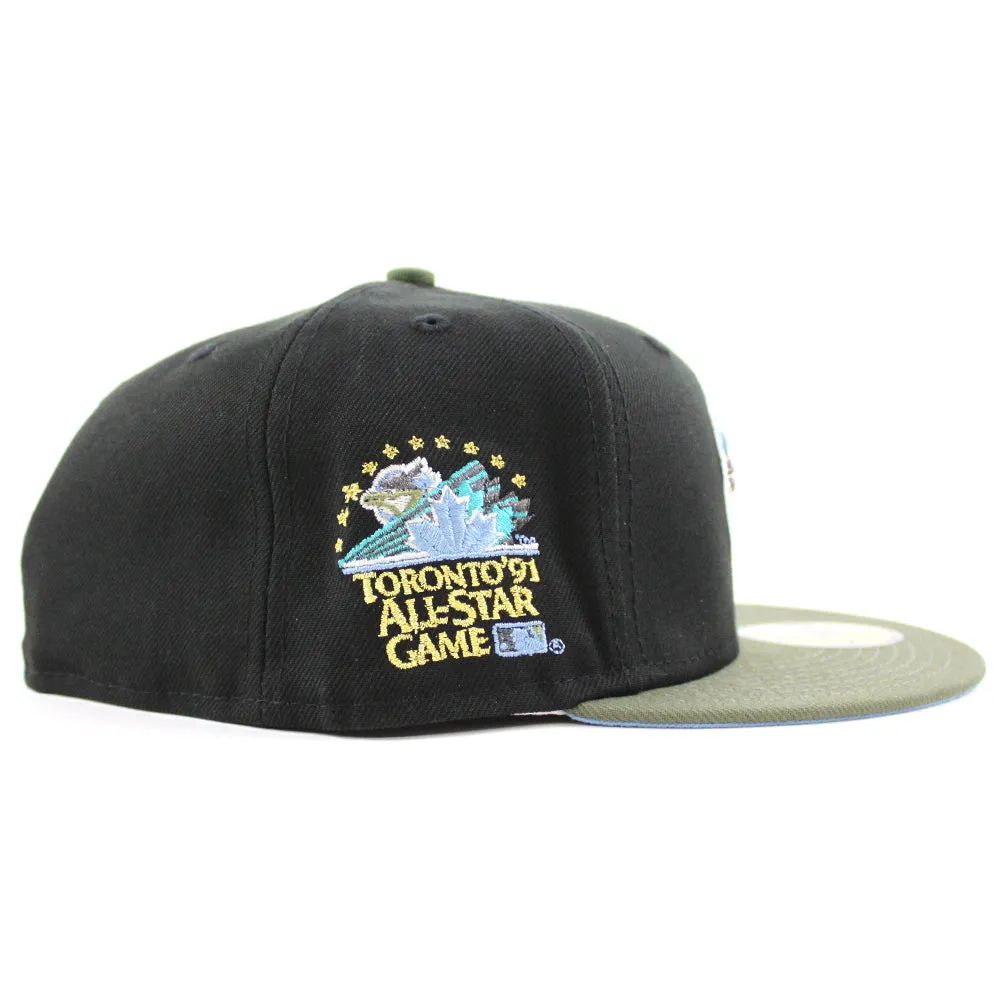 Toronto Blue Jays 1991 All Star Game New Era 59Fifty Fitted Hat (Black Olive Green Sky Blue Under Brim)