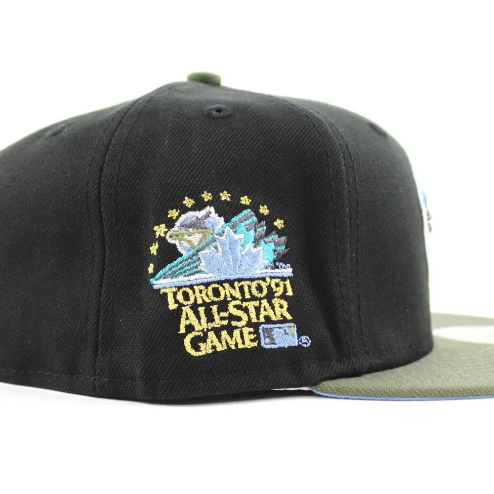 Toronto Blue Jays 1991 All Star Game New Era 59Fifty Fitted Hat (Black Olive Green Sky Blue Under Brim)
