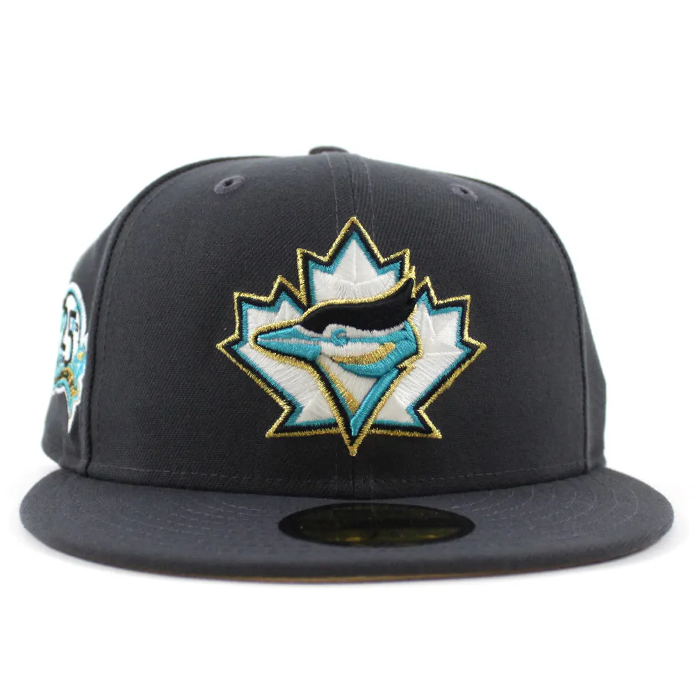 Toronto Blue Jays 25 New Era 59Fifty Fitted Hat (GITD Dark Graphite Gray Khaki Under Brim)