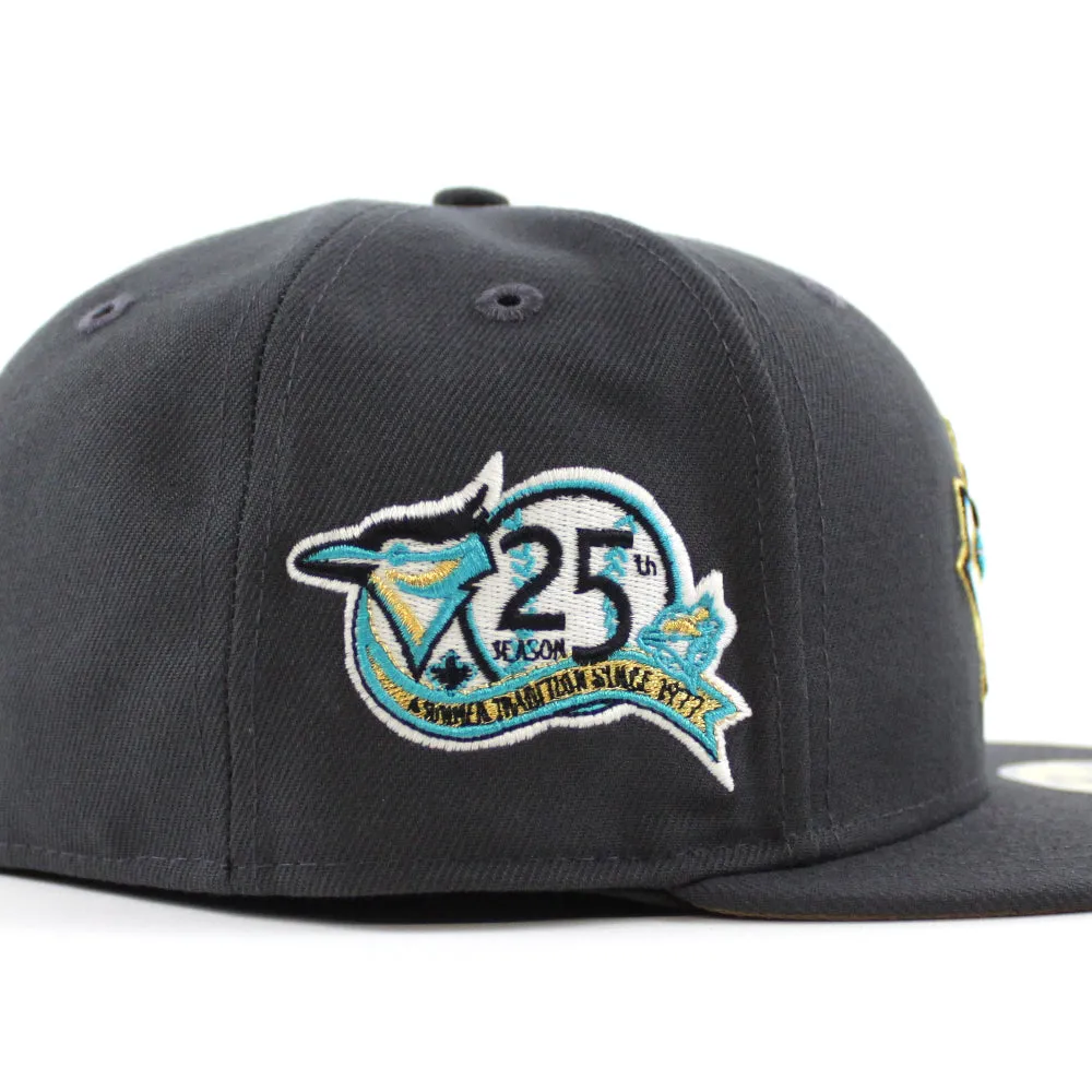 Toronto Blue Jays 25 New Era 59Fifty Fitted Hat (GITD Dark Graphite Gray Khaki Under Brim)