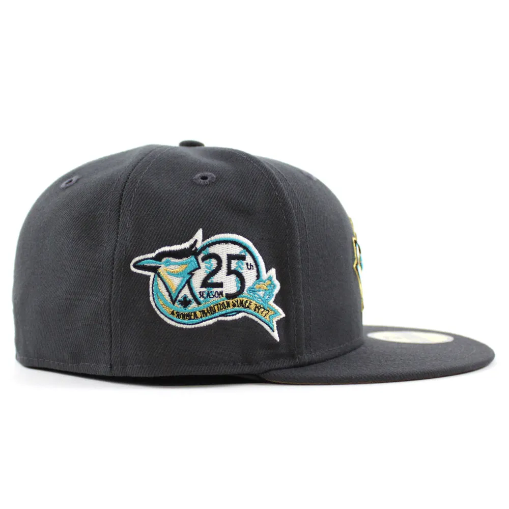 Toronto Blue Jays 25 New Era 59Fifty Fitted Hat (GITD Dark Graphite Gray Khaki Under Brim)