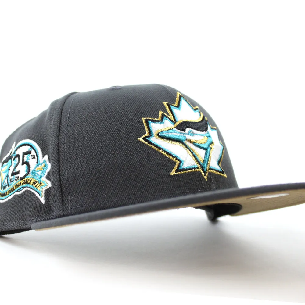 Toronto Blue Jays 25 New Era 59Fifty Fitted Hat (GITD Dark Graphite Gray Khaki Under Brim)