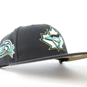 Toronto Blue Jays 25 New Era 59Fifty Fitted Hat (GITD Dark Graphite Gray Khaki Under Brim)