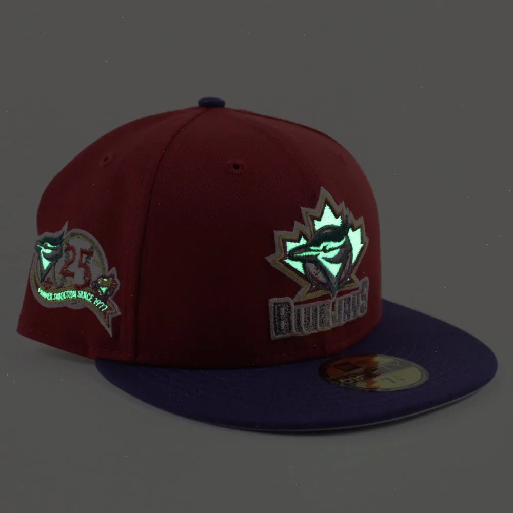 Toronto Blue Jays 25th Anniversary New Era 59Fifty Fitted Hat (Pinot Red Purple Gray Under Brim)