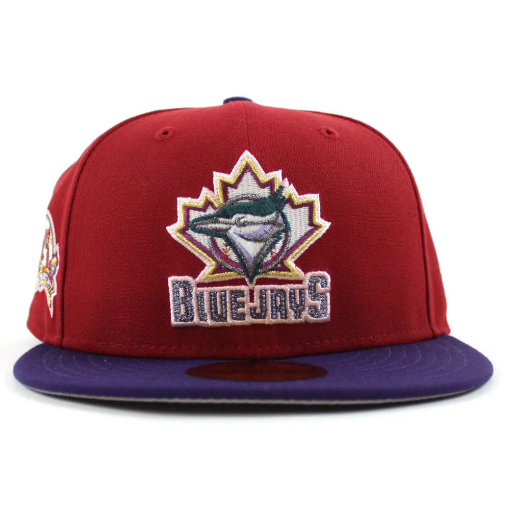 Toronto Blue Jays 25th Anniversary New Era 59Fifty Fitted Hat (Pinot Red Purple Gray Under Brim)