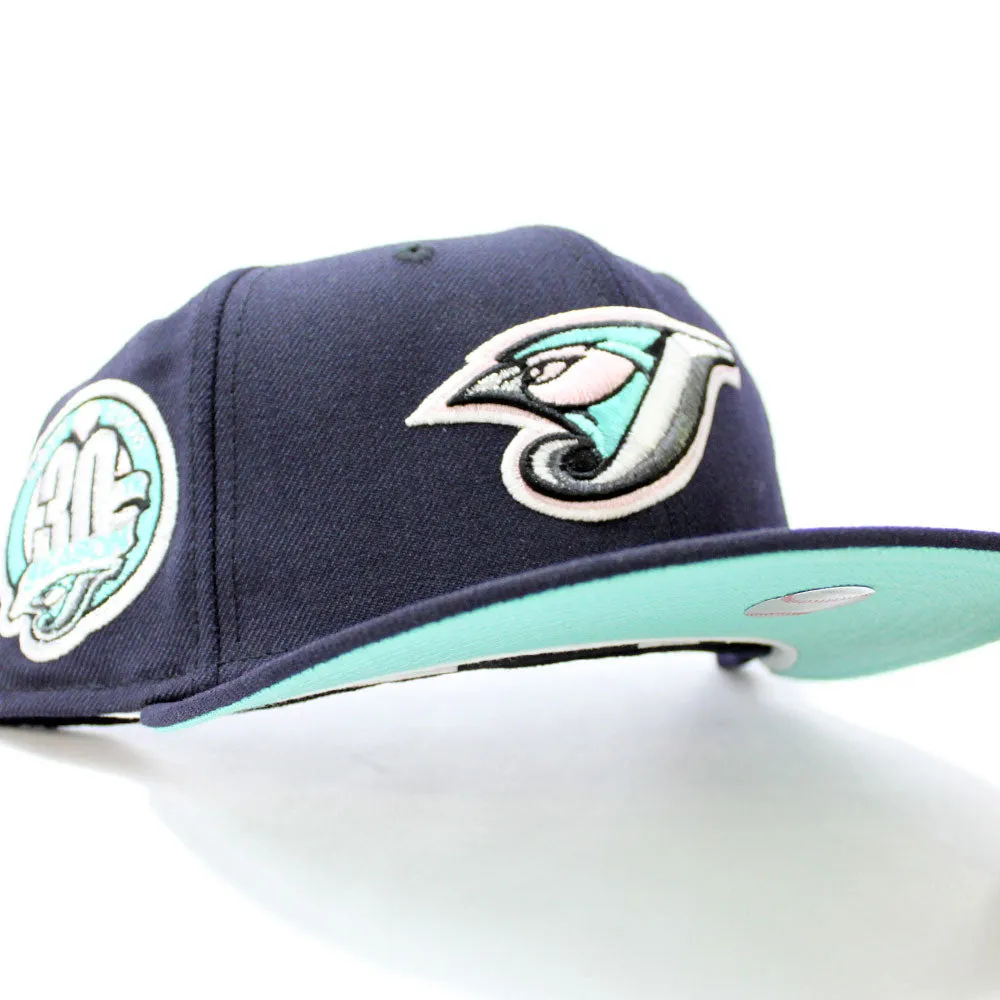Toronto Blue Jays 30th Anniversary New Era 59Fifty Fitted Hat (Glow in the Dark Navy Mint Under Brim)