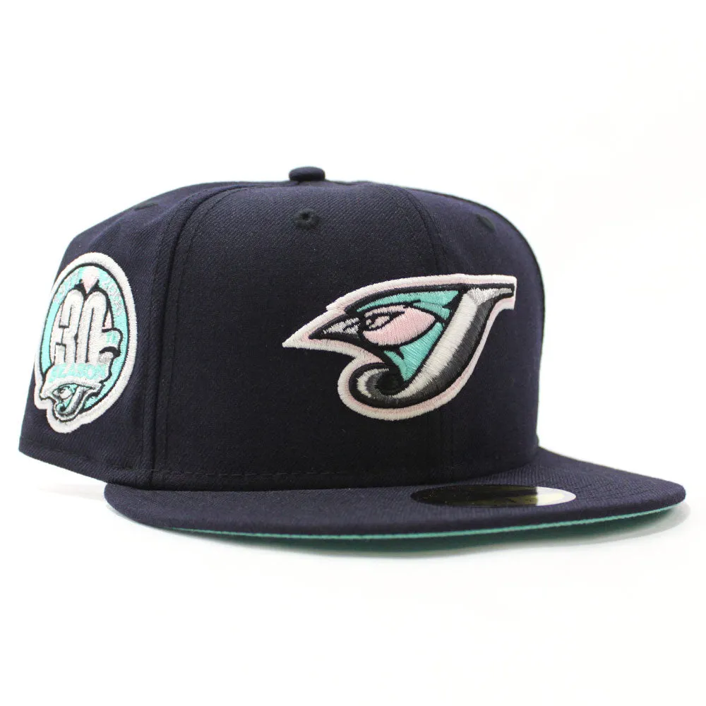 Toronto Blue Jays 30th Anniversary New Era 59Fifty Fitted Hat (Glow in the Dark Navy Mint Under Brim)