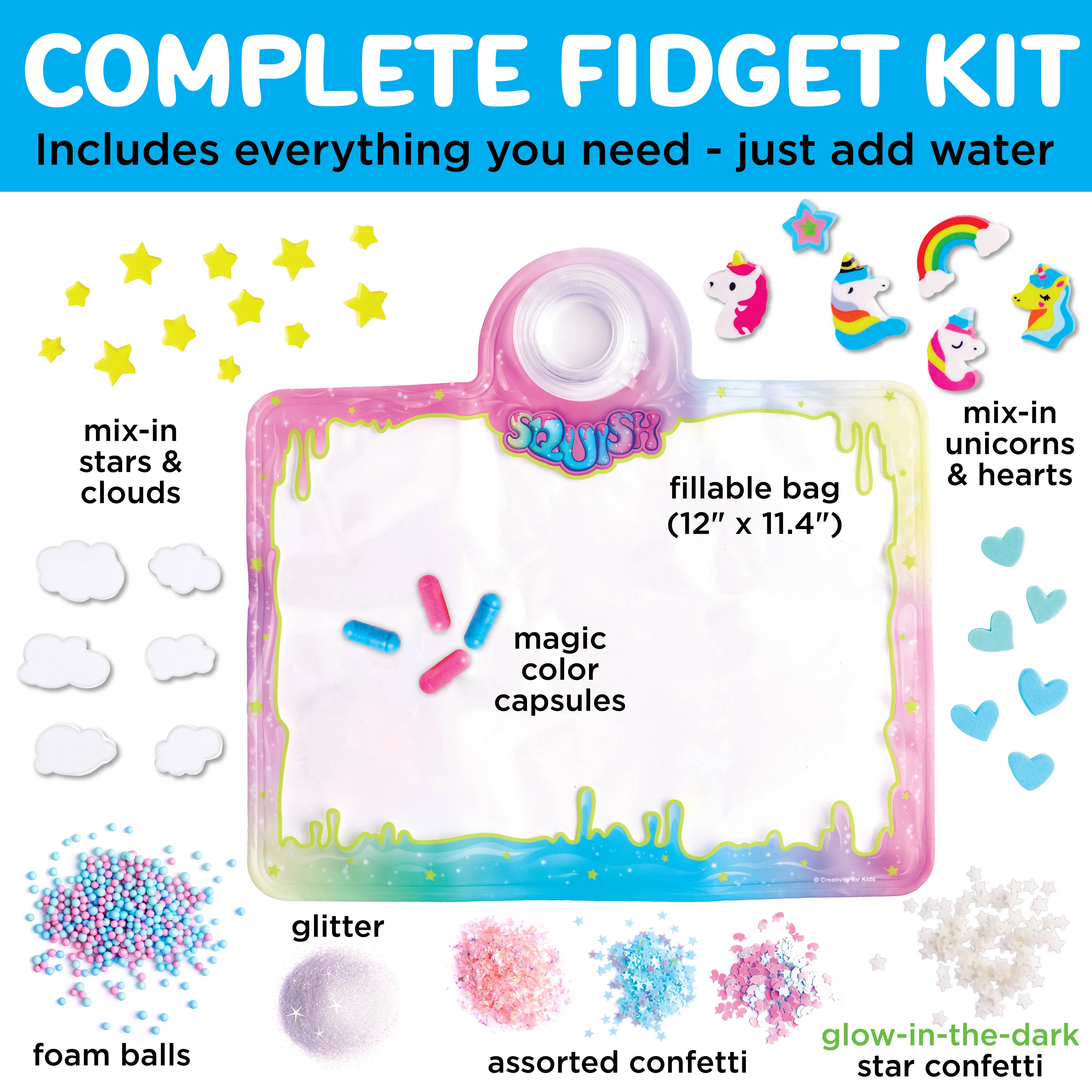 Unicorn Mix and Make Your Own Super Squish Fidget Bag Craft Kit