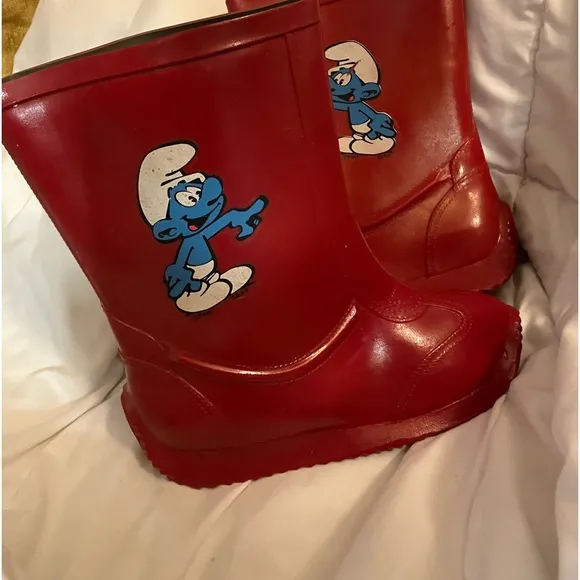 Vintage Red Smurf Rain boots Kids Size 12