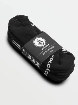 Volcom Mens Stones No Show Sock 3 Pack - Black