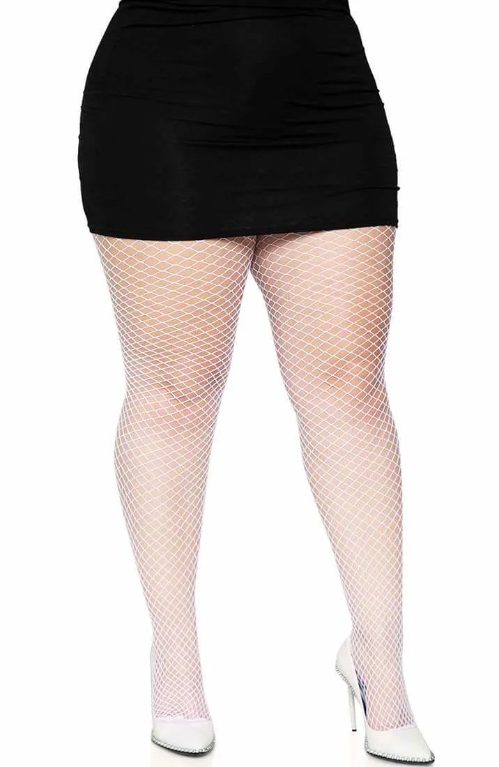 White fishnet pantyhose