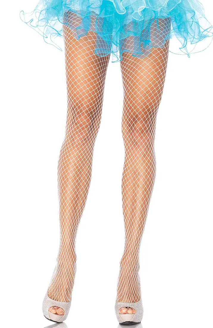 White fishnet pantyhose
