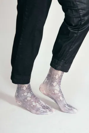 Wild Snakeskin Nylon Ankle Sock