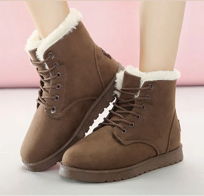 Women Boots Warm Winter Snow Boots Fashion Platform Ankle Boots For Women Shoes Black Botas Femininas