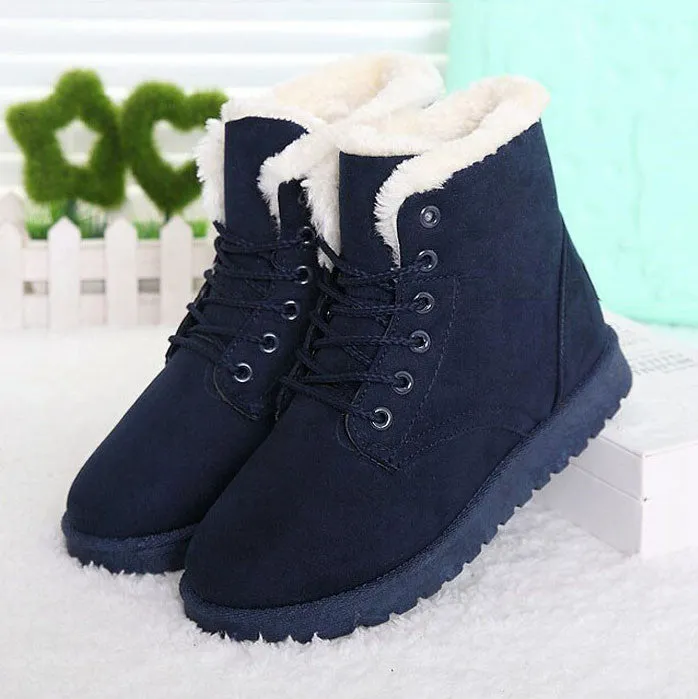 Women Boots Warm Winter Snow Boots Fashion Platform Ankle Boots For Women Shoes Black Botas Femininas