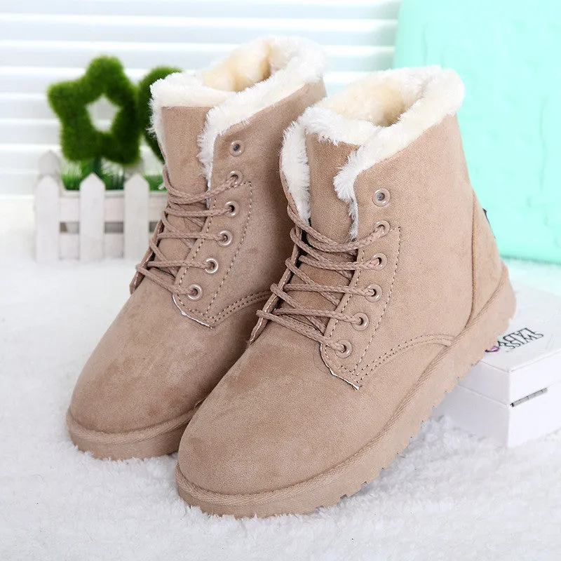 Women Boots Warm Winter Snow Boots Fashion Platform Ankle Boots For Women Shoes Black Botas Femininas