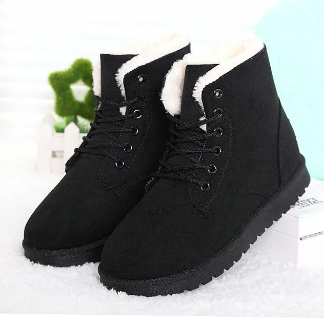 Women Boots Warm Winter Snow Boots Fashion Platform Ankle Boots For Women Shoes Black Botas Femininas