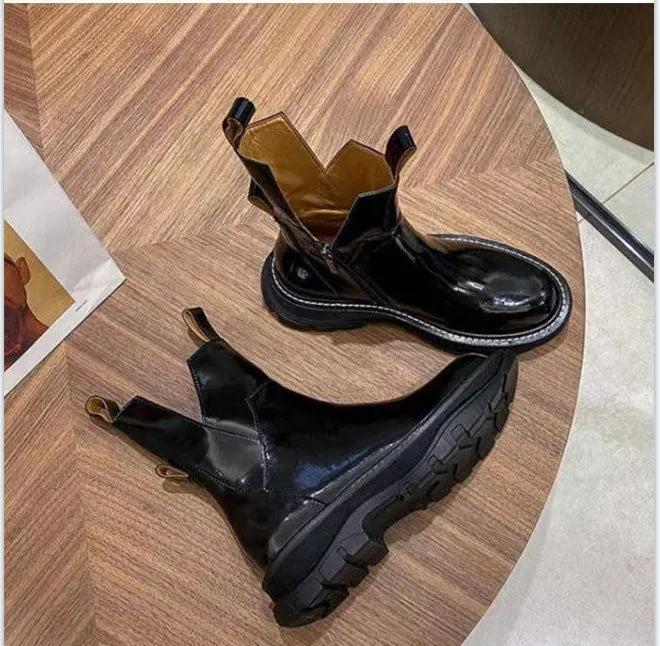 Women's All-match Patent Leather Boots