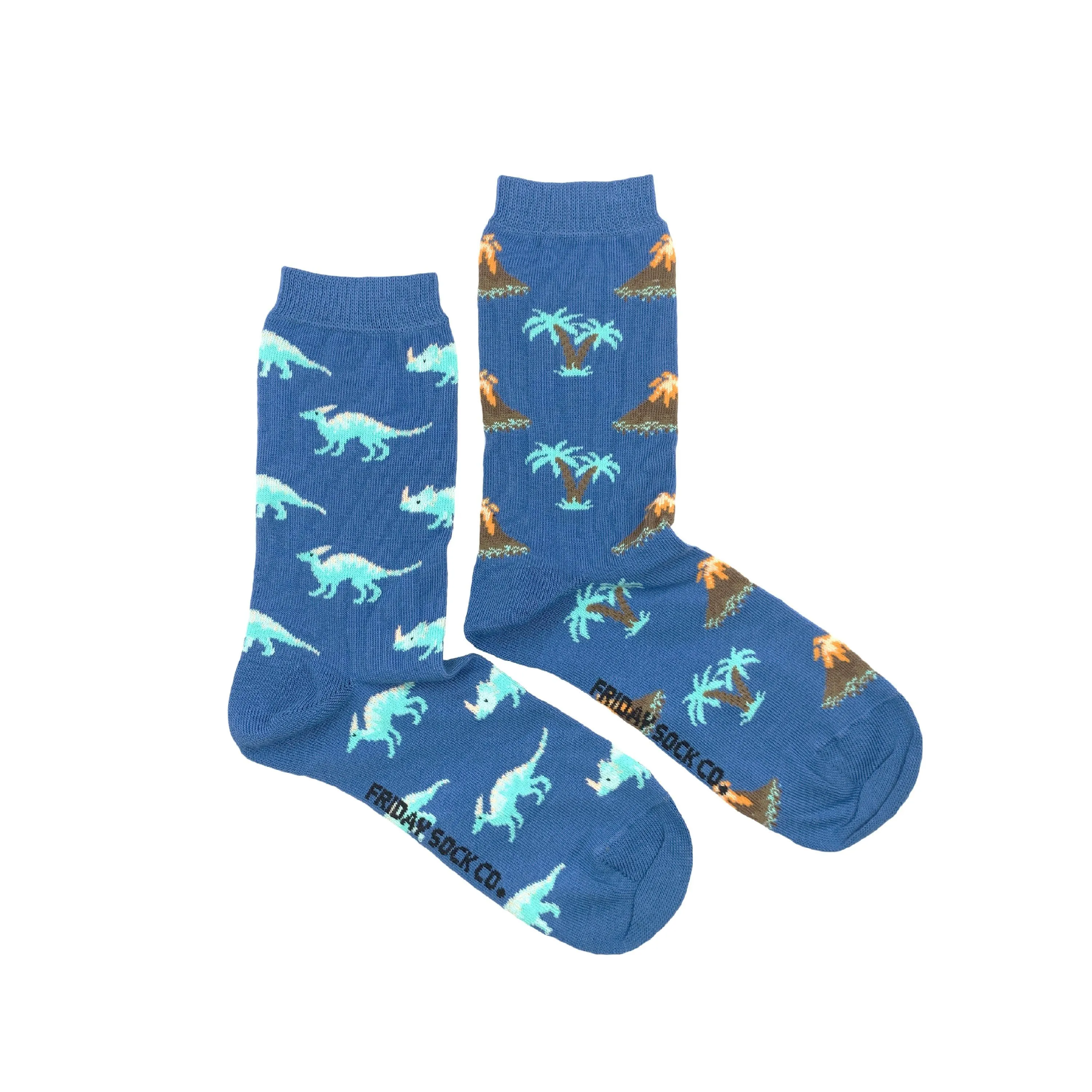 Women's Dinosaur & Volcano Mismatched Socks