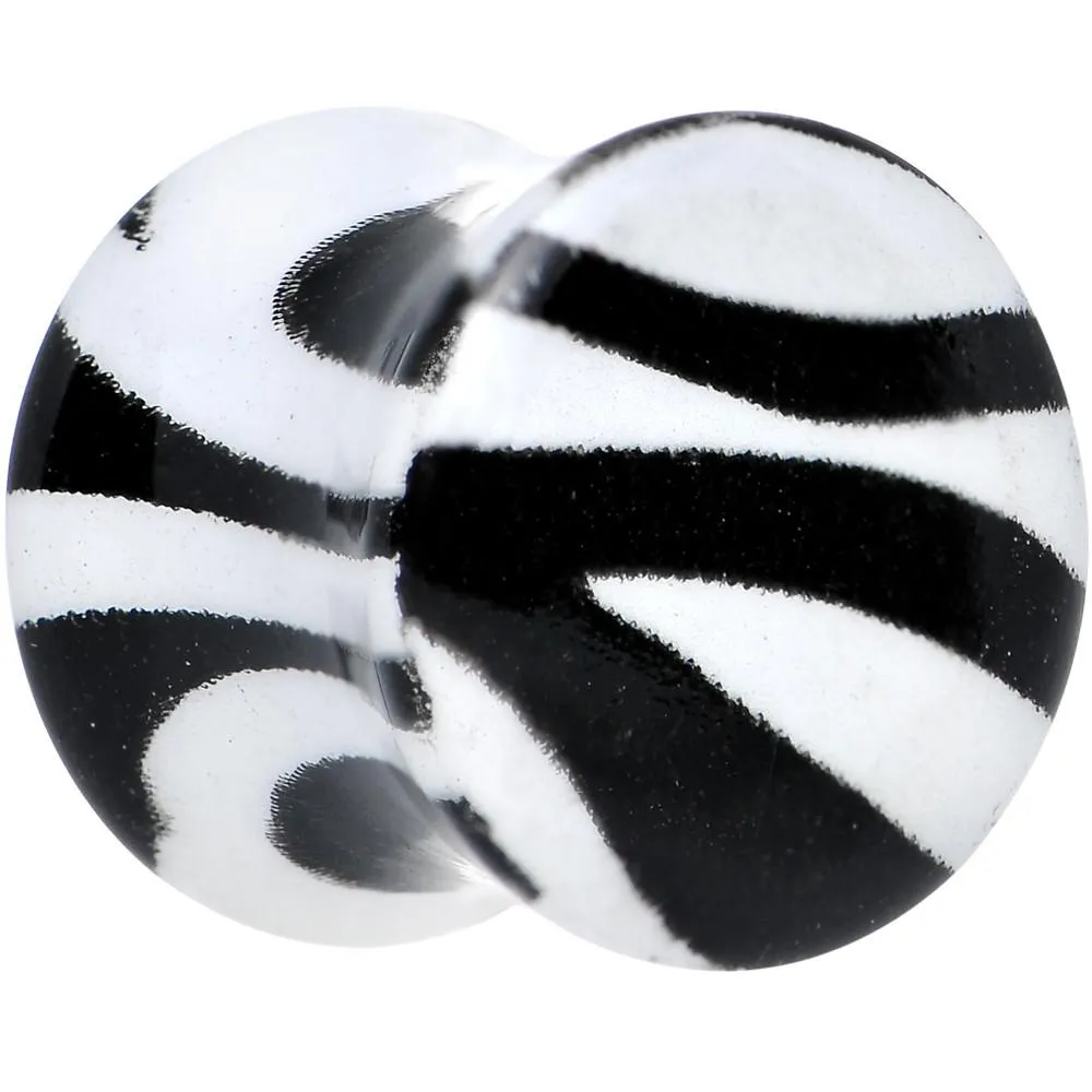 Zebra Print Glow in the Dark Saddle Plug 2 Gauge to 1 Inch