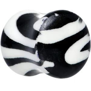 Zebra Print Glow in the Dark Saddle Plug 2 Gauge to 1 Inch