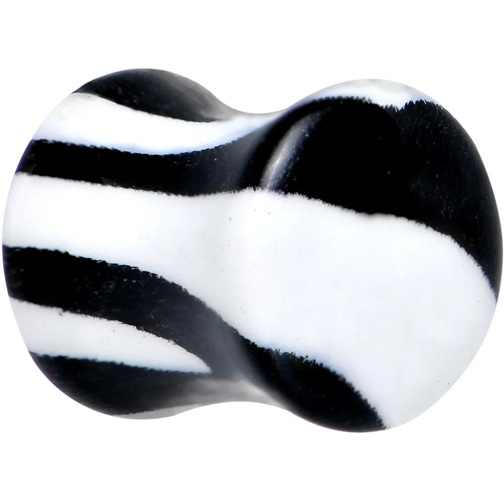 Zebra Print Glow in the Dark Saddle Plug 2 Gauge to 1 Inch