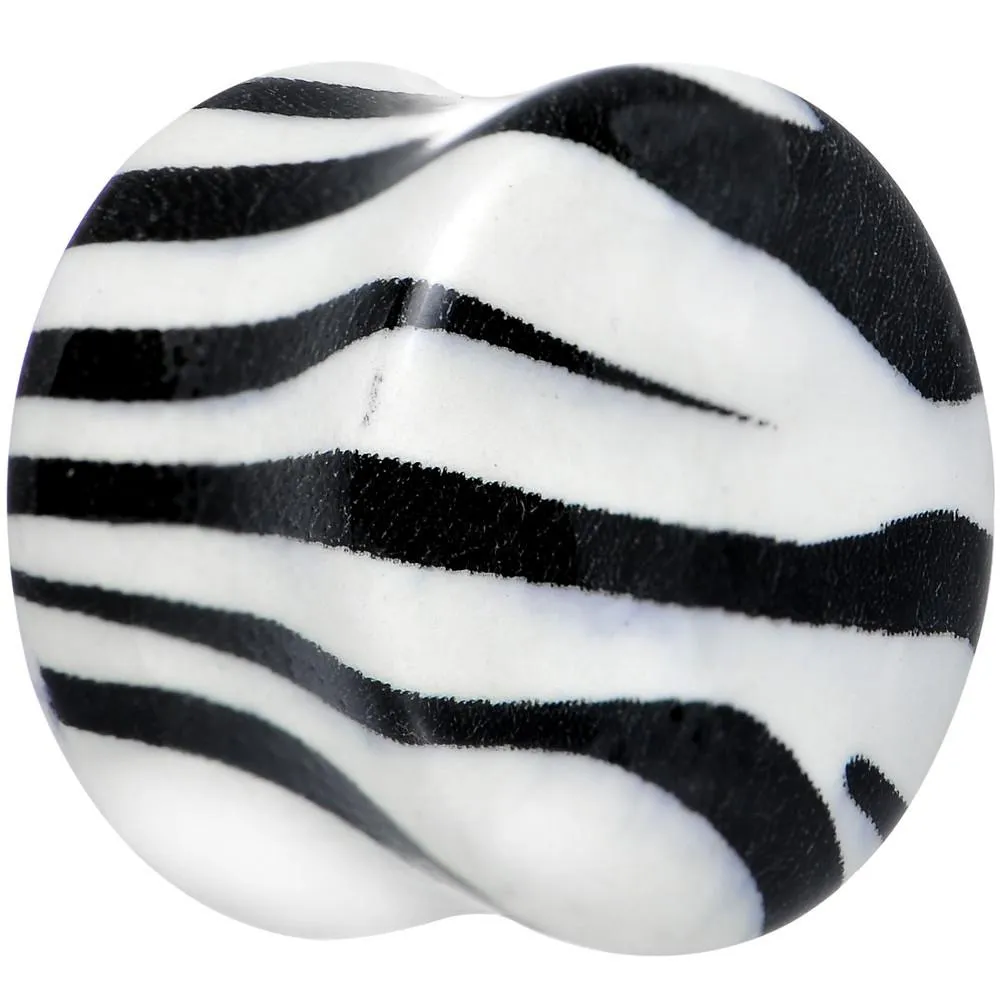 Zebra Print Glow in the Dark Saddle Plug 2 Gauge to 1 Inch