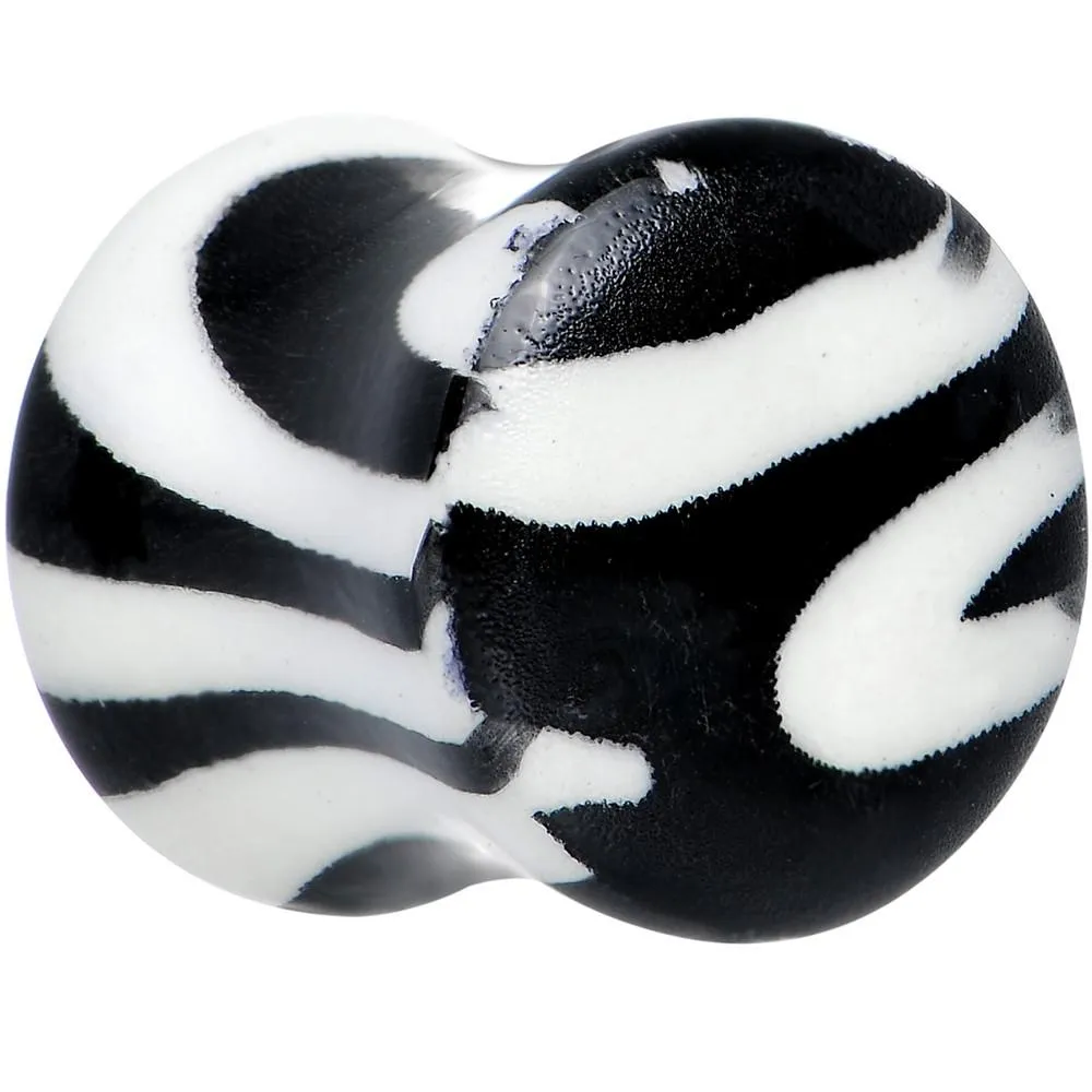 Zebra Print Glow in the Dark Saddle Plug 2 Gauge to 1 Inch