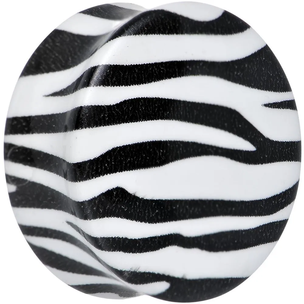 Zebra Print Glow in the Dark Saddle Plug 2 Gauge to 1 Inch